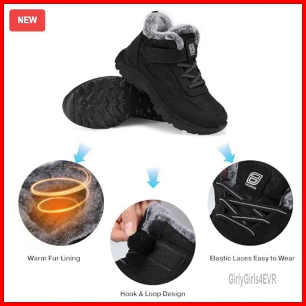Women's Waterproof Snow Boots, Faux Fur Lined, Anti-Slip Winter Booties